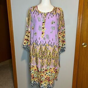 🆕 Fig &‎ Flower Anthropologie paisley print lined dress size M